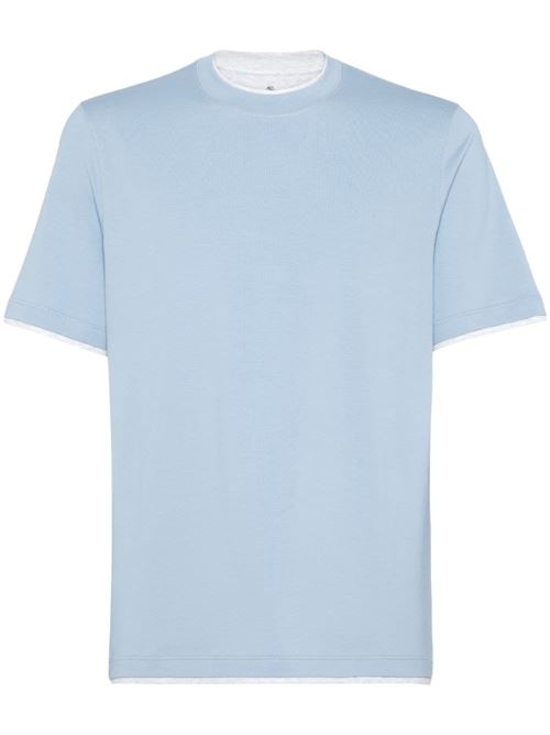 Light blue cotton men's t-shirt Brunello Cucinelli | M0B137427CCV48